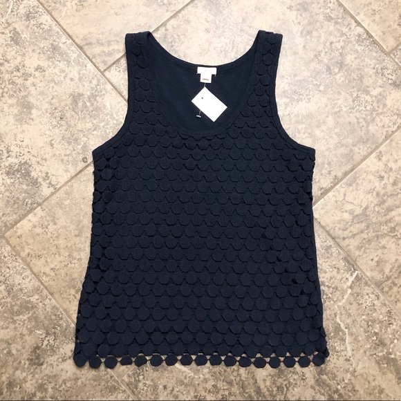 J. Crew Tops - ❌SOLD❌ J.CREW TIERED DOT NAVY BLUE TANK TOP